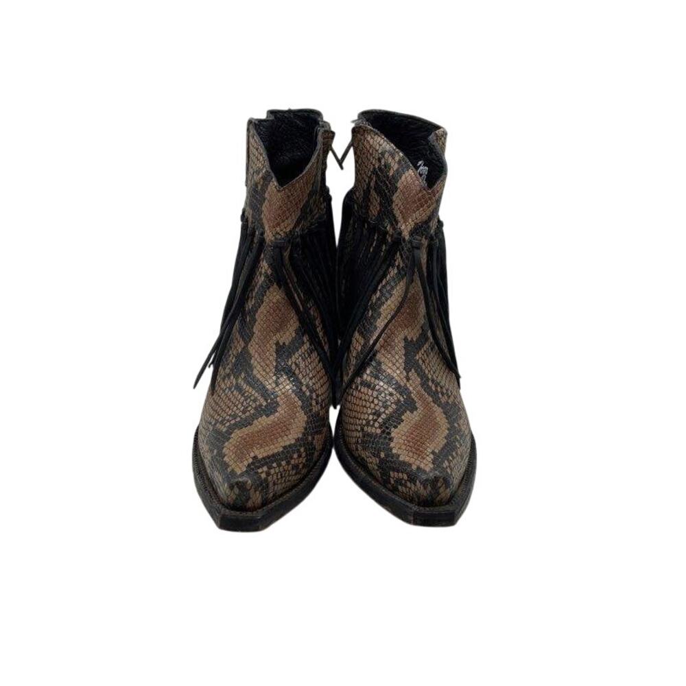 Tony Lama Anahi Snake Print Fringe Western Booties 9.5 B